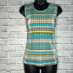Vintage Dress Barn Tank Top Sleeveless Accordion Pleat Multicolor 90s Medium
